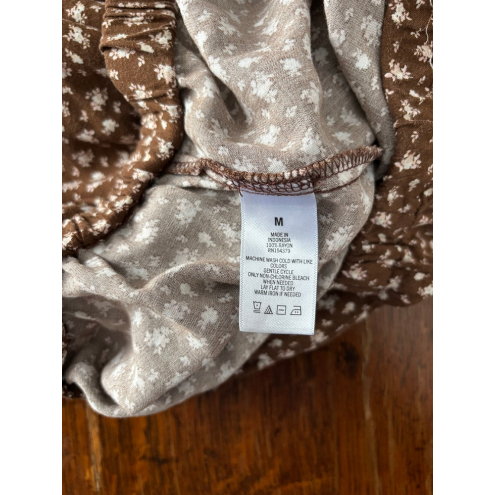 Women's Aeropostale Brown White Floral Tiered Midi Skirt M Whimsical Y2K - Picture 3 of 5